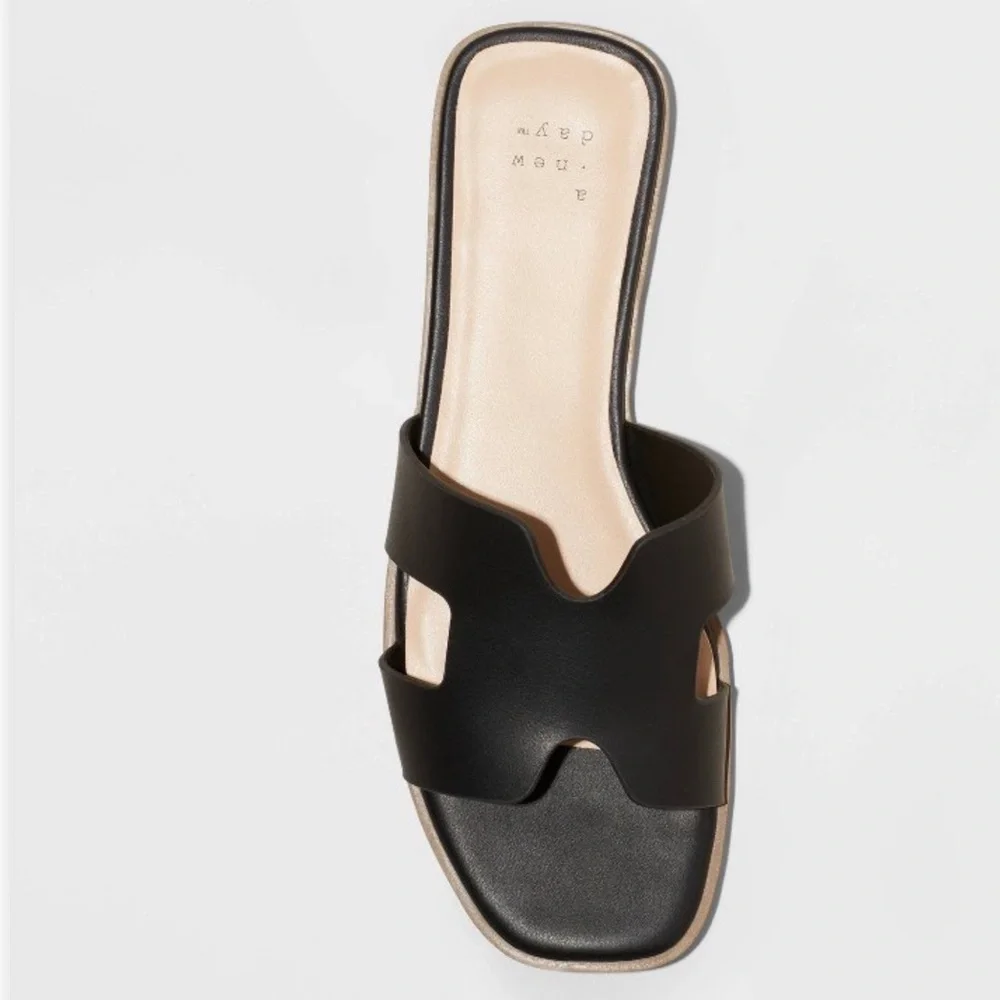NWT Black Slide Sandals by A New Day in sz 9W - Picture 3 of 10